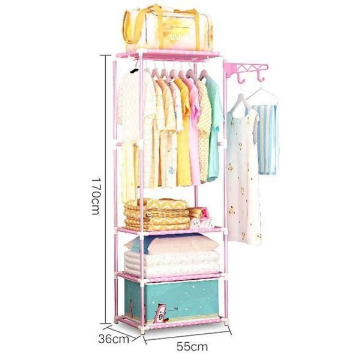 MultiFunction Cloth Organizer Storage side hook Cabinet Rack Open Closet Wardrobe