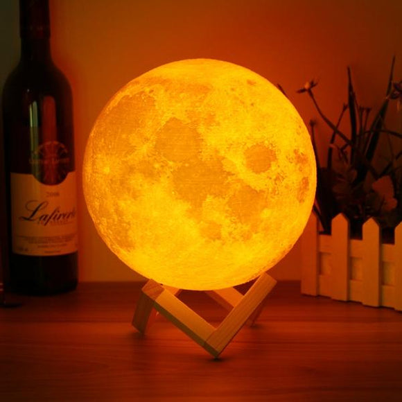 Random Effect Color 3D moon lamp Chargable - 18 cm | 24hours.pk