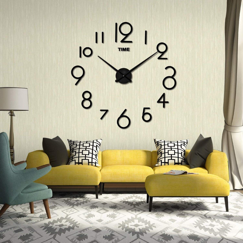 DIY Big Wall Clock Black Wall Sticker Nordic Toilet Clock Children's Room Character Wall Clock Sticker Numeric Number Simple Clock Wall Sticker Sticker Paste Decoration Simple Cross Arrange Layout Store Wallpaper | 24hours.pk