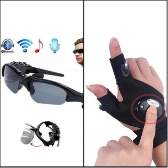 Bundle Deal - Wireless & Bluetooth Sunglasses + Light Glove lite (Pack Of 2) | 24hours.pk