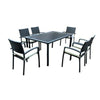 STEEL GLASS TABLE SET 6 + CUSHION