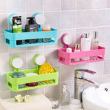 Plastic Bathroom Shelf Kitchen Storage Box Organizer Basket With Wall Mounted Suction Cup Random Colors | 24hours.pk