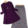 2 Pcs Plain Shirt Printed Trouser For Women - Purple | 24HOURS.PK