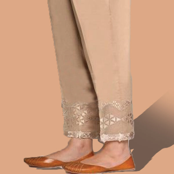 Printed Cigarette Pant For Girls Coffee Color | 24HOURS.PK