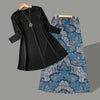Black Plain Shirt And Printed Trouser Blue For Women | 24HOURS.PK