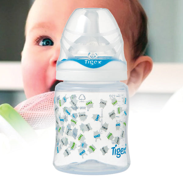 Tigex Bottle Intuition Wide Neck Silicone 150 Ml (0-6 Months) Blue | 24HOURS.PK