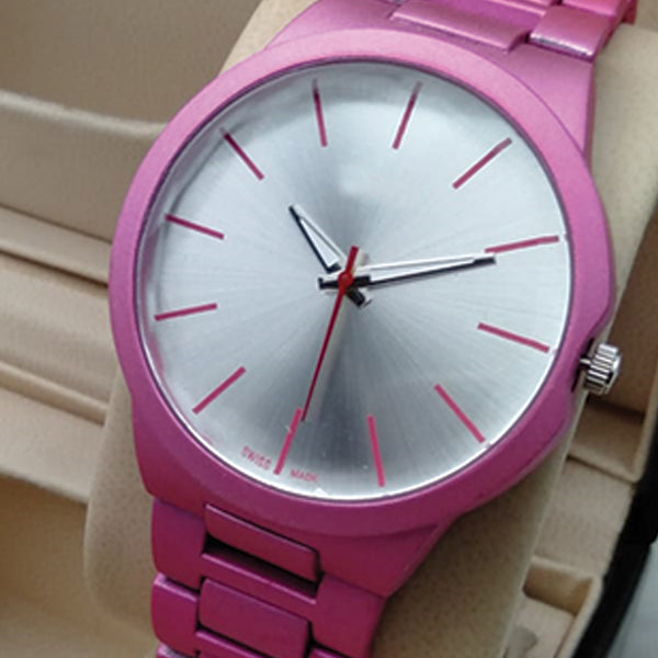 New Simple White & Pink Wrist Watch For Womens | 24hours.pk