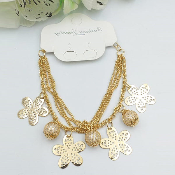 Latest Design Double Chain With Flower Design Bracelet For Girls And Women | 24HOURS.PK