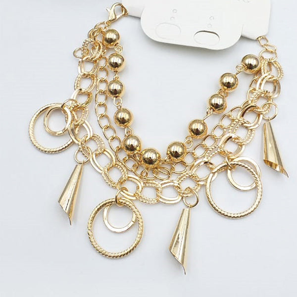 Simple Design Chains With Gold Pearl And Eclipse Bracelet For Girls And Women | 24hours.pk