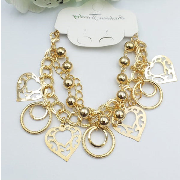 Simple Design Chains With Golden Heart & Eclipse Bracelet For Girls And Women | 24hours.pk