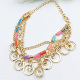Colorful Stone Style Chains Gold Bracelet For Girls And Women | 24hours.pk