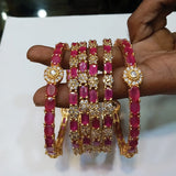 Vintage Creative Bangles Set With Red Stones | 24HOURS.PK