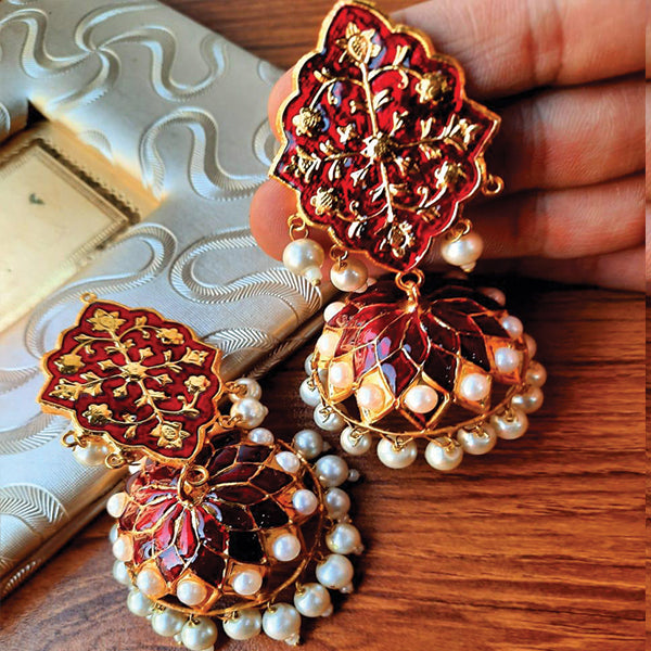 Creative Design With White Pearls Egyptan Style Earrings For Her Dark Random Colors | 24HOURS.PK