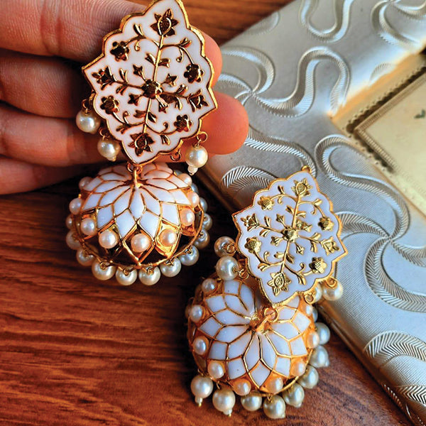 Creative Design With White Pearls Egyptan Style Earrings For Her Light Random Colors | 24HOURS.PK