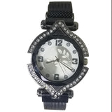 Stylish Ladies Magnet Diamonds Dial Watch Black | 24HOURS.PK