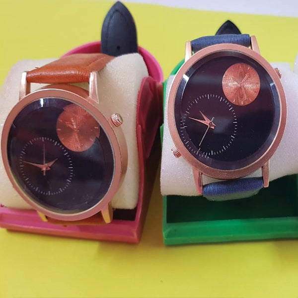 Latest Design Leather Straps Analog Watch Random Colors | 24HOURS.PK
