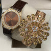 New Vintage Creative Golden Bangle With Creative Watch Brown Pair | 24HOURS.PK