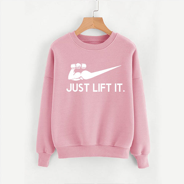 Just Lift It printed Winter Sweatshirt Pink | 24HOURS.PK