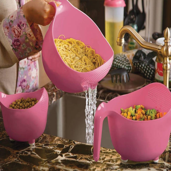 Limon Rice Vegetables Fruits Wash Colander 3Pcs Set | 24HOURS.PK