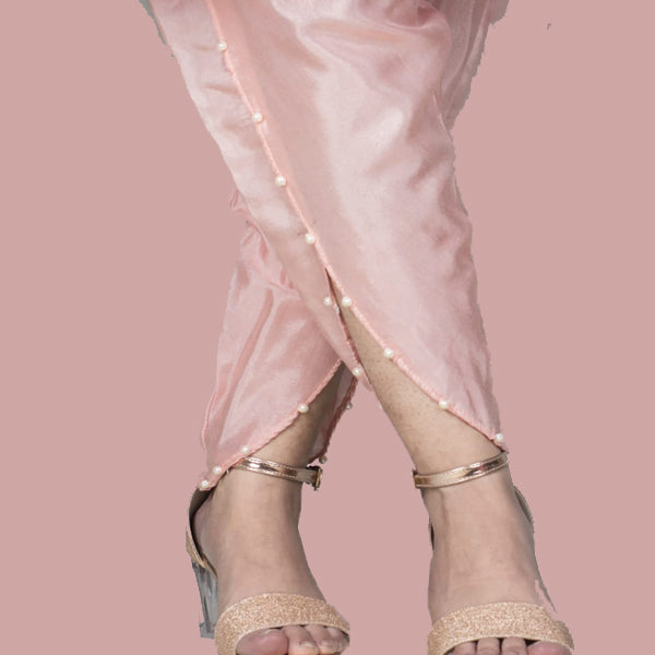 Tulip Cotton Silk With Pearls Shalwar For Her Pink | 24hours.pk