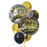 Pack of 7 foil balloon sets golden and black | 24hours.pk