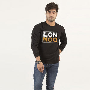 London Black New Printed Fleece Winter Sweatshirt | 24HOURS.PK