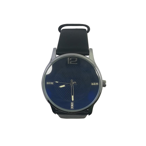 Latest Wrist Watch For Mens Blue Dial and Black Belt | 24hours.pk