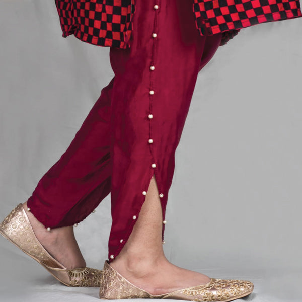 Tulip Cotton Silk With Pearls Shalwar For Her Hot Pink Color | 24hours.pk