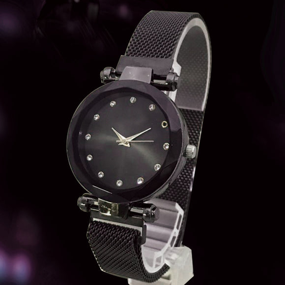 Magnet Chain Elegant Women Wrist Watch Black | 24hours.pk