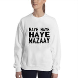 Haye Haye Haye Mazay Printed Winter Sweatshirt White For Unisex | 24hours.pk