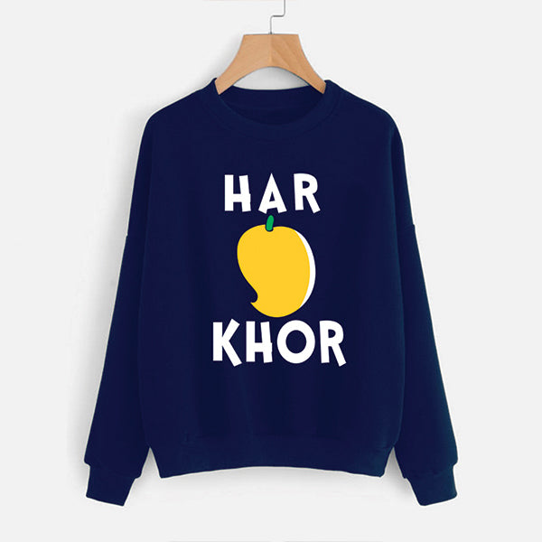 Har Aam Khor blue new Printed Round Neck Cotton Fleece Winter Sweatshirt for Men | 24hours.pk