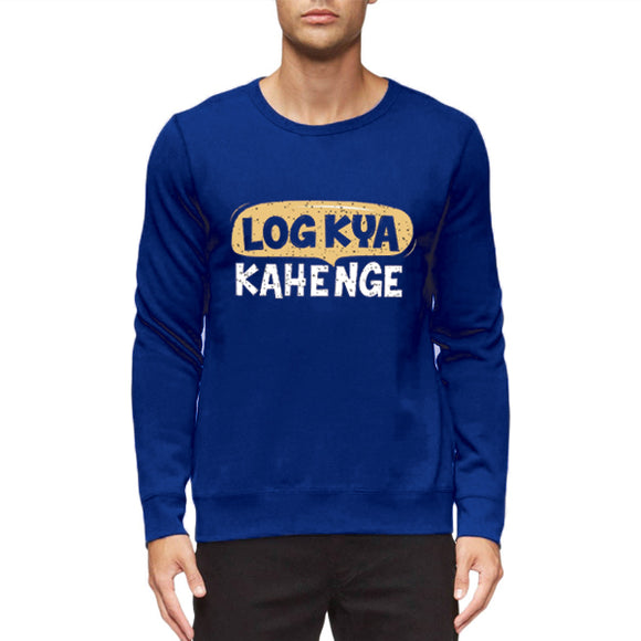 Log Kya Kahenge Printed Winter Sweatshirt Blue For Unisex | 24hours.pk