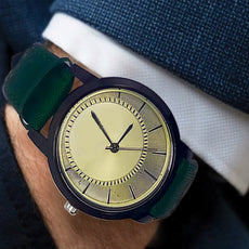 New Men's Wrist Watch Offwhite Dial and Green Belt | 24hours.pk
