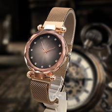 Magnet Chain Elegant Women Wrist Watch Golden | 24hours.pk