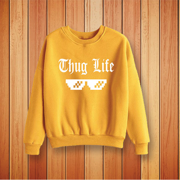 Thug Life Printed Sweatshirt For Unisex Yellow