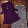 2 Pcs Plain Shirt Printed Trouser For Women - Purple | 24HOURS.PK