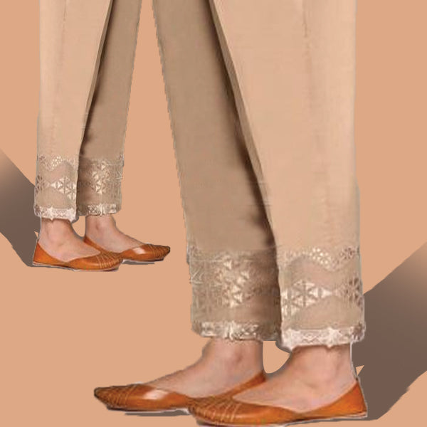 Printed Cigarette Pant For Girls Coffee Color | 24HOURS.PK
