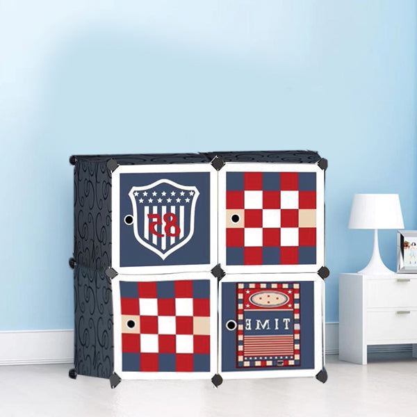 Foldable Wardrobe Clothes Organizer with Doors 4 Cube | 24HOURS.PK