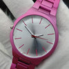 New Simple White & Pink Wrist Watch For Womens | 24hours.pk
