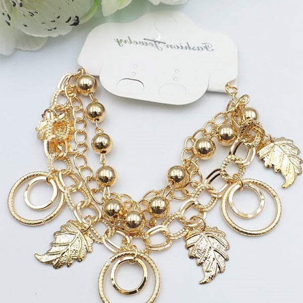 Simple Design Chains With Golden Leaf & Eclipse Bracelet For Girls And Women | 24hours.pk