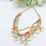 Colorful Stone Style Chains Gold Bracelet For Girls And Women | 24hours.pk