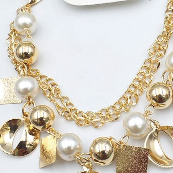 Golden With White Pearl Chains Bracelet For Girls And Women | 24hours.pk