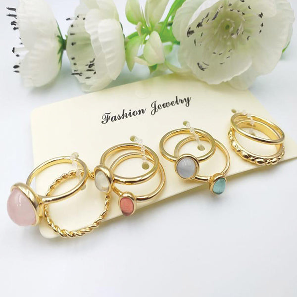 Latest Style Rings Set Multicolors & Random Design Stones | 24HOURS.PK