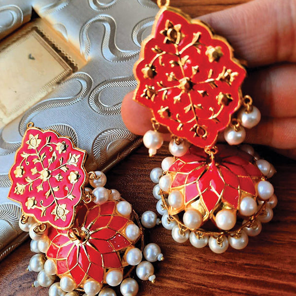 Creative Design With White Pearls Egyptan Style Earrings For Her Dark Random Colors | 24HOURS.PK