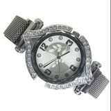Stylish Ladies Magnet Diamonds Dial Watch Silver & White | 24HOURS.PK