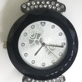 Stylish Ladies Magnet Diamonds Dial Watch Silver & Black | 24HOURS.PK