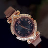 Stylish Ladies Magnet Diamonds Dial Watch Golden & Black | 24HOURS.PK