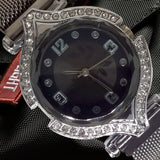 Stylish Ladies Magnet Black Diamonds Dial Watch Silver | 24HOURS.PK