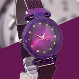 Magnet Chain Elegant Women Wrist Watch Purple | 24hours.pk