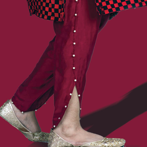 Tulip Cotton Silk With Pearls Shalwar For Her Hot Pink Color | 24hours.pk